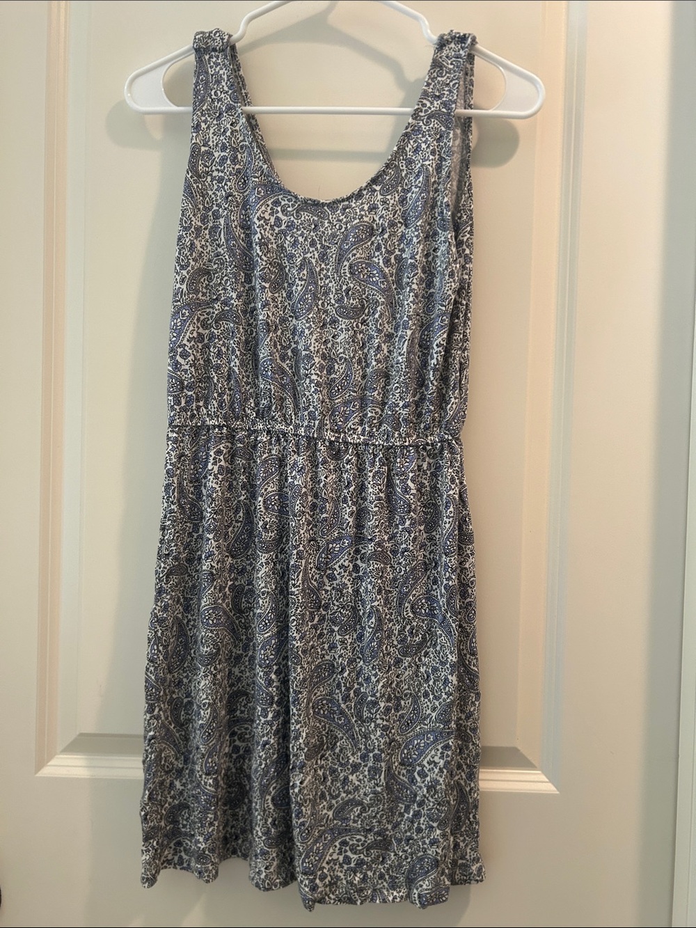 H&M Basic sleeveless tank paisley dress elastic waistband 100% viscose size S